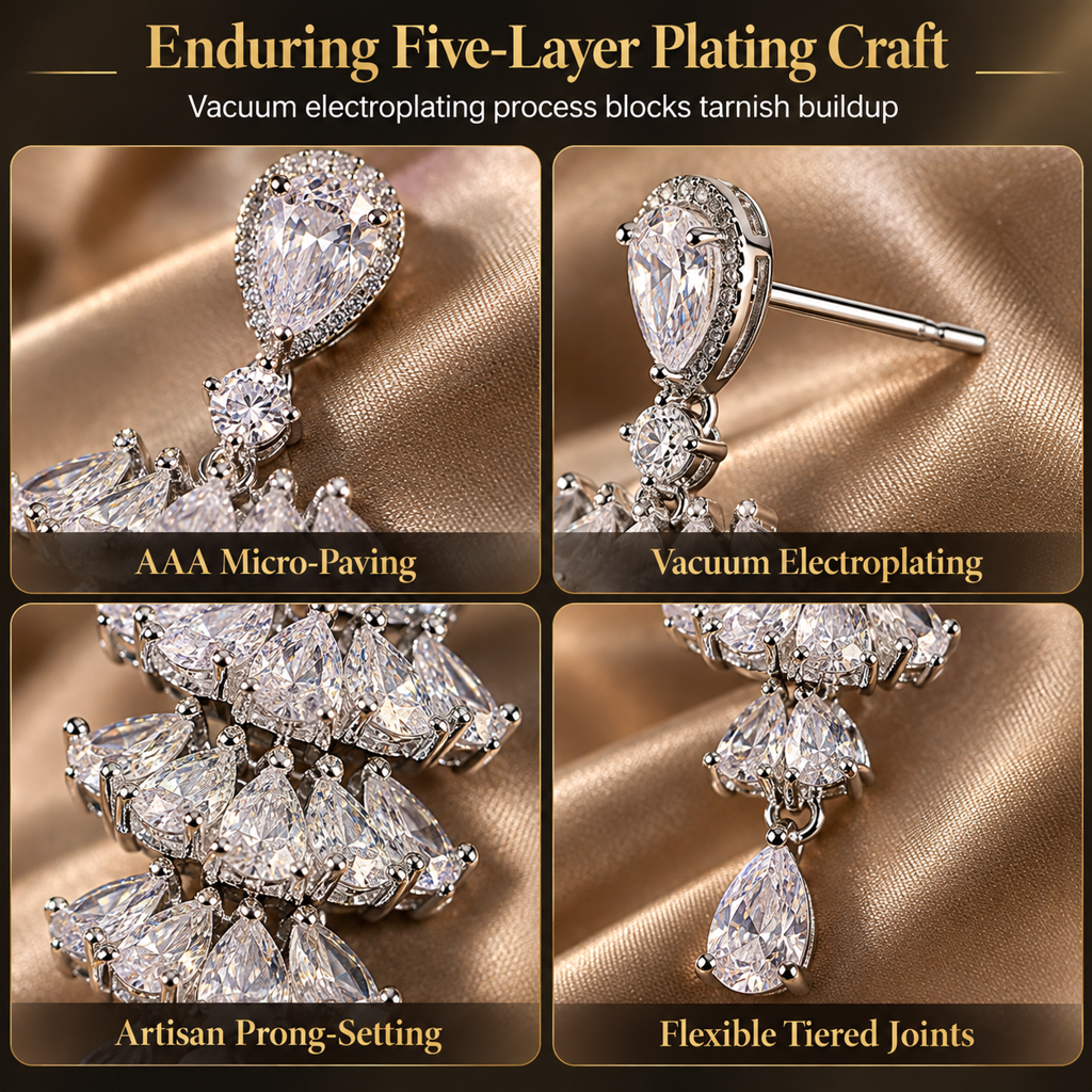 S925 Sterling Silver Post Micro Pave Zircon Fan Shaped Skirt Earrings for Women Elegant Exquisite Ear Jewelry 1 Pair