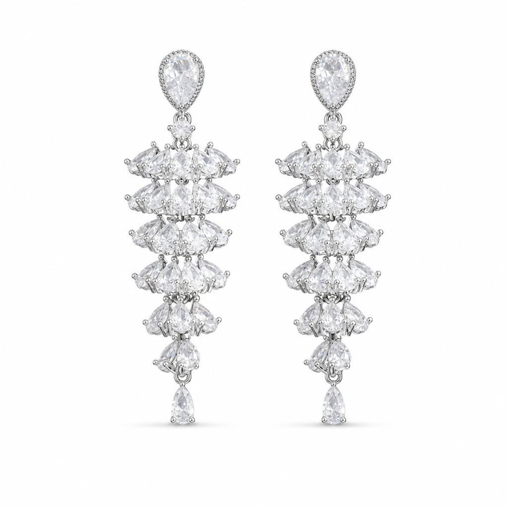S925 Sterling Silver Post Micro Pave Zircon Fan Shaped Skirt Earrings for Women Elegant Exquisite Ear Jewelry 1 Pair