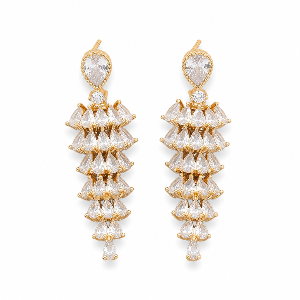 S925 Sterling Silver Post Micro Pave Zircon Fan Shaped Skirt Earrings for Women Elegant Exquisite Ear Jewelry 1 Pair
