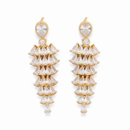 S925 Sterling Silver Post Micro Pave Zircon Fan Shaped Skirt Earrings for Women Elegant Exquisite Ear Jewelry 1 Pair