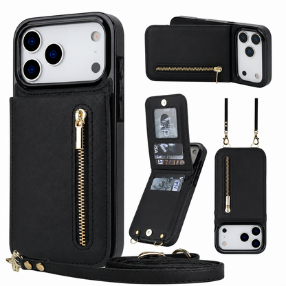 Crossbody Wallet Phone Case with Zipper Pocket Card Holder Kickstand