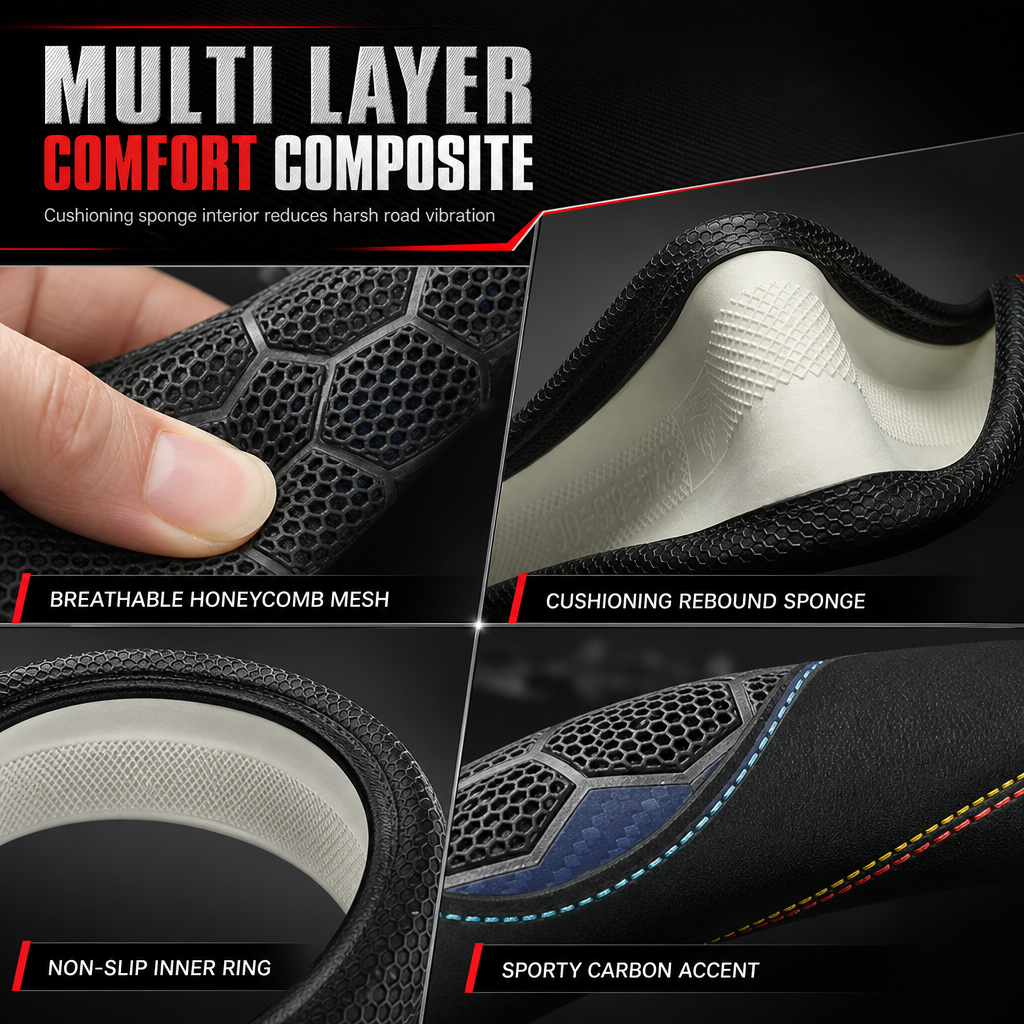 📢📢50% OFF !! ⏰Universal Non Slip Car Steering Wheel Cover Sporty Soccer Honeycomb Texture Steering Wheel Protector