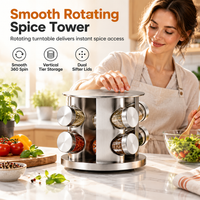 Stainless Steel 360 Degree Rotating Spice Rack Countertop Turntable Seasoning Bottle Organizer for Kitchen