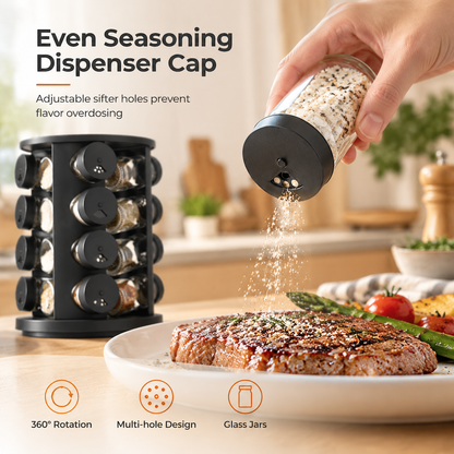 Stainless Steel 360 Degree Rotating Spice Rack Countertop Turntable Seasoning Bottle Organizer for Kitchen