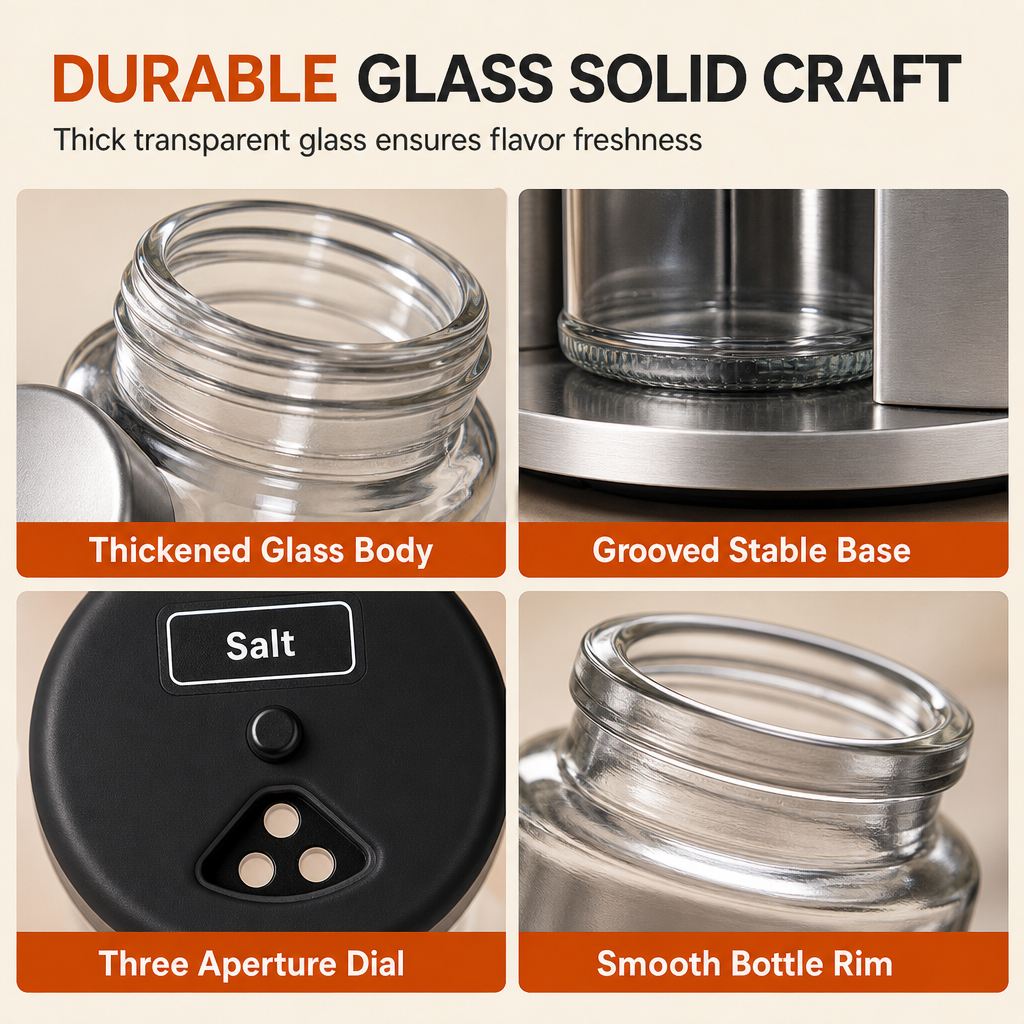 Stainless Steel 360 Degree Rotating Spice Rack Countertop Turntable Seasoning Bottle Organizer for Kitchen