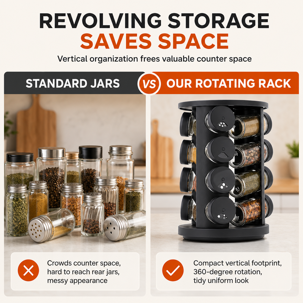 Stainless Steel 360 Degree Rotating Spice Rack Countertop Turntable Seasoning Bottle Organizer for Kitchen