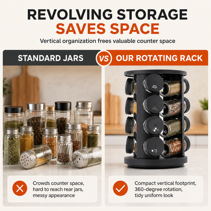 Stainless Steel 360 Degree Rotating Spice Rack Countertop Turntable Seasoning Bottle Organizer for Kitchen