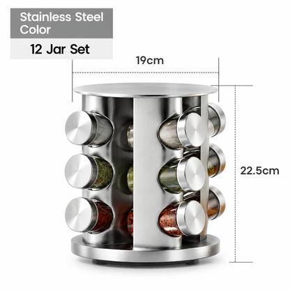 Stainless Steel 360 Degree Rotating Spice Rack Countertop Turntable Seasoning Bottle Organizer for Kitchen