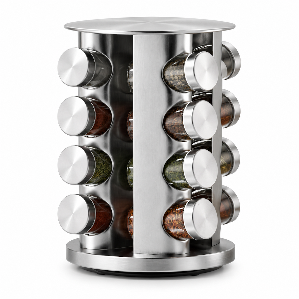 Stainless Steel 360 Degree Rotating Spice Rack Countertop Turntable Seasoning Bottle Organizer for Kitchen