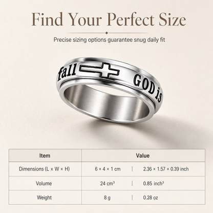 📢📢50% OFF !! ⏰Silver Titanium Steel Spinner Ring with God Is Within Her She Will Not Fall Engraving