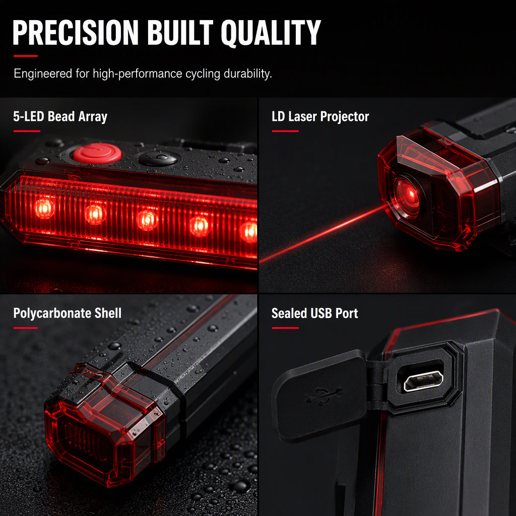 🚴 LIMITED-TIME 50% OFF! 🔴 Rechargeable Safety Bike Taillight – Laser Warning, IPX5 Waterproof, USB Charge 💡