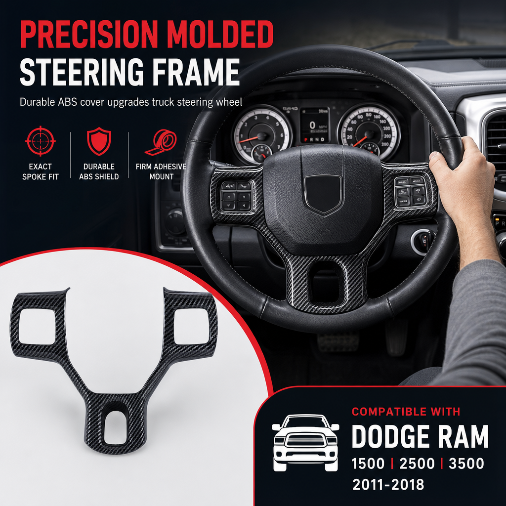 Car Steering Wheel Cover Trim Interior Decoration Accessories for 1500 2500 3500 Pickup Trucks