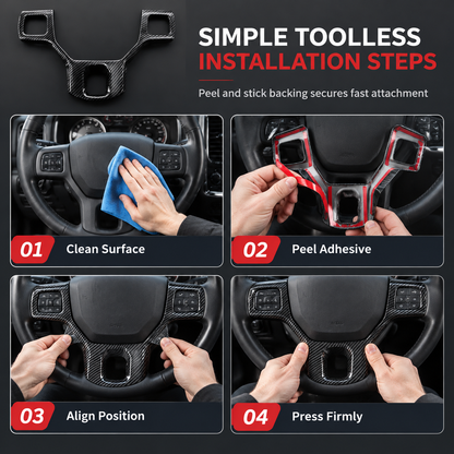 Car Steering Wheel Cover Trim Interior Decoration Accessories for 1500 2500 3500 Pickup Trucks