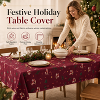 ⏳Time-Limited Special⏰Printed Christmas Tablecloth Festive Holiday Party Table Cover for Home Decoration