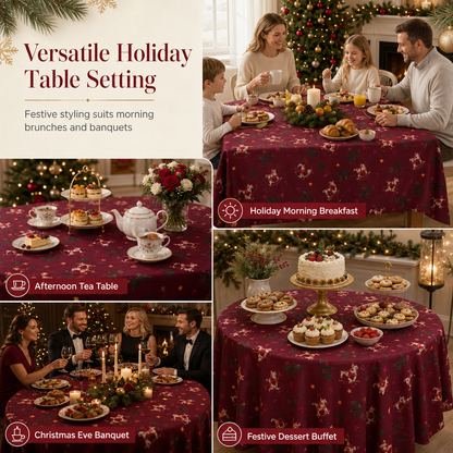 ⏳Time-Limited Special⏰Printed Christmas Tablecloth Festive Holiday Party Table Cover for Home Decoration