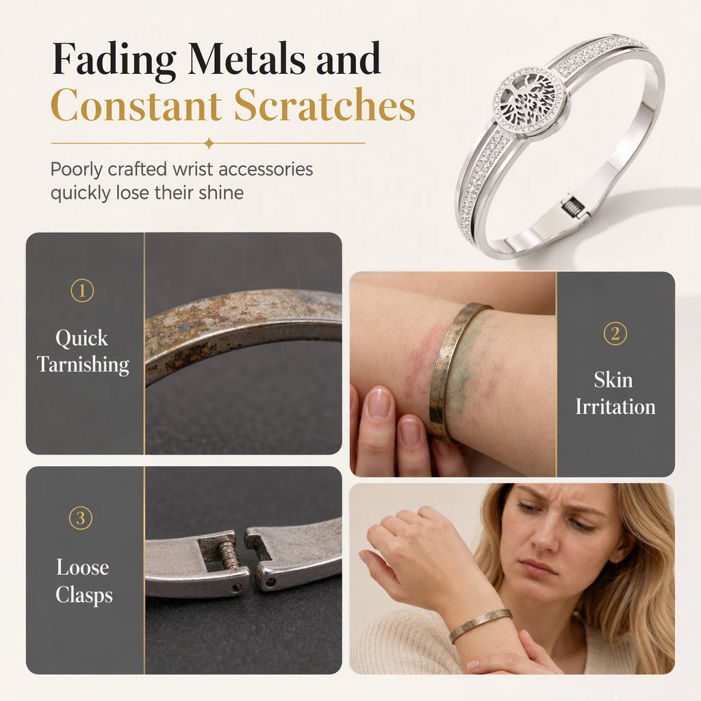 🌸 50% OFF NOW! 🌸Stainless Steel Tree of Life Bangle – Elegant & Sparkling Jewelry🌳✨💎