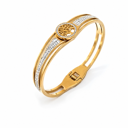 🌸 50% OFF NOW! 🌸Stainless Steel Tree of Life Bangle – Elegant & Sparkling Jewelry🌳✨💎