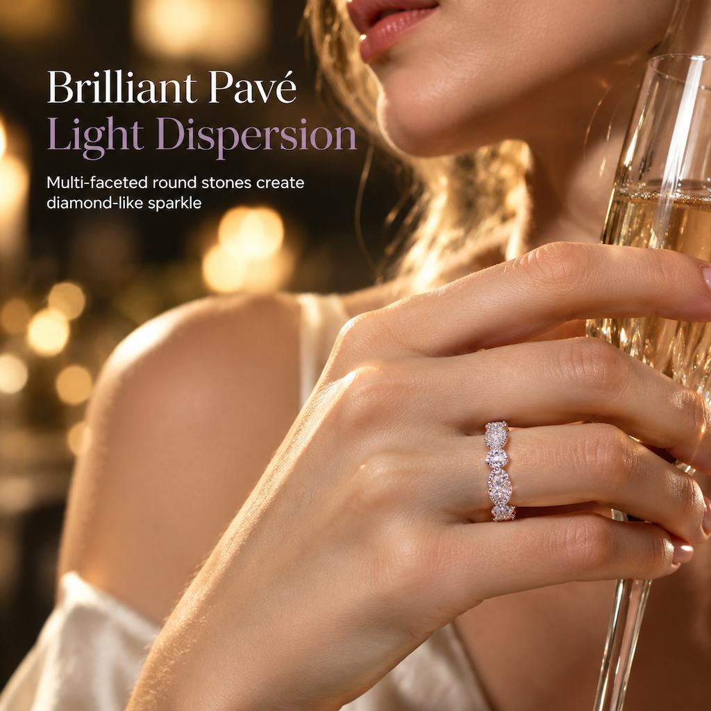 Vintage Full Pavé Zircon Ring Combination Set for Women Stackable Finger Rings