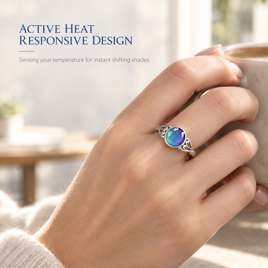 Fashionable Sweet Style Temperature Color Changing Stone Mood Ring
