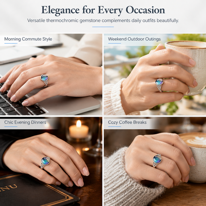 Fashionable Sweet Style Temperature Color Changing Stone Mood Ring