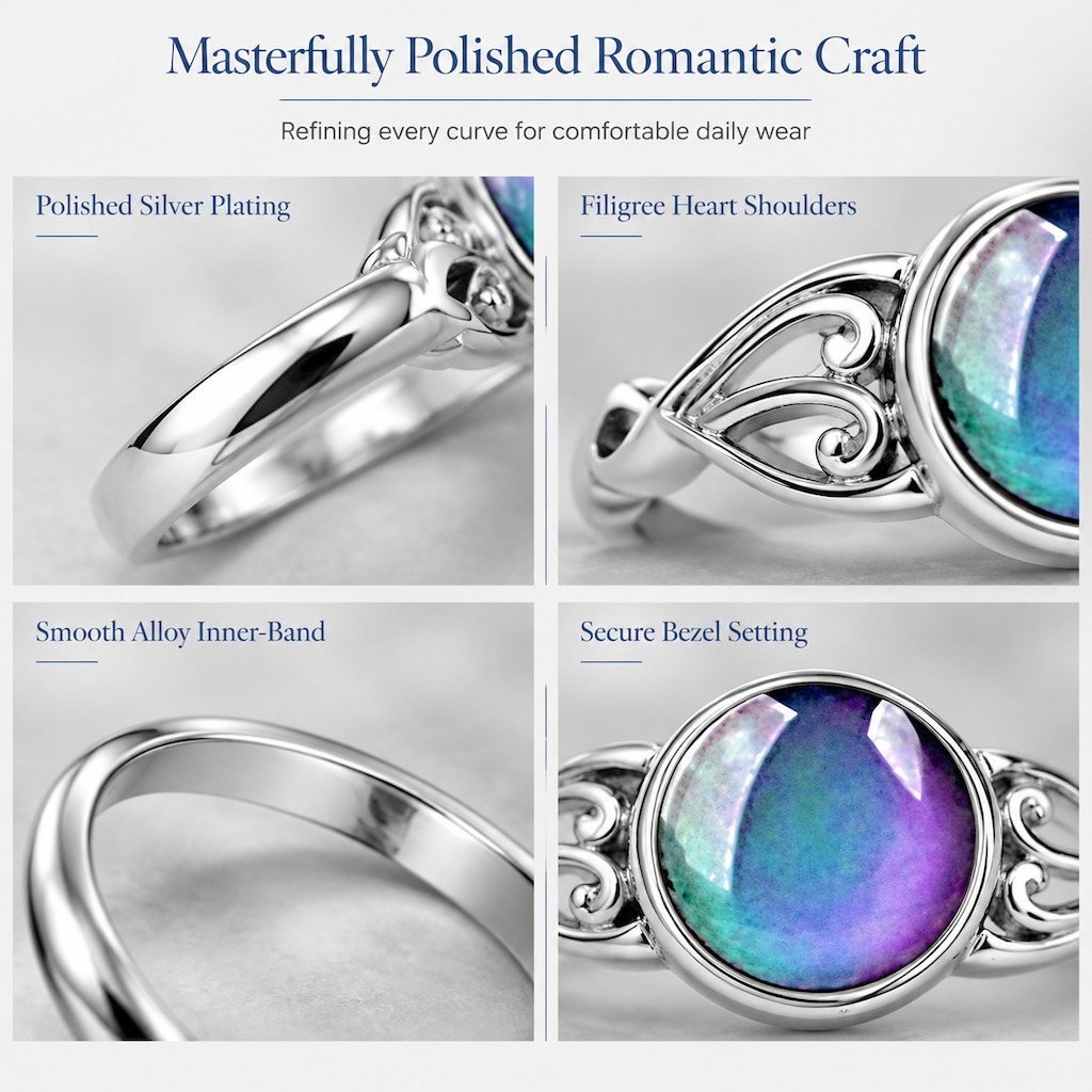 Fashionable Sweet Style Temperature Color Changing Stone Mood Ring