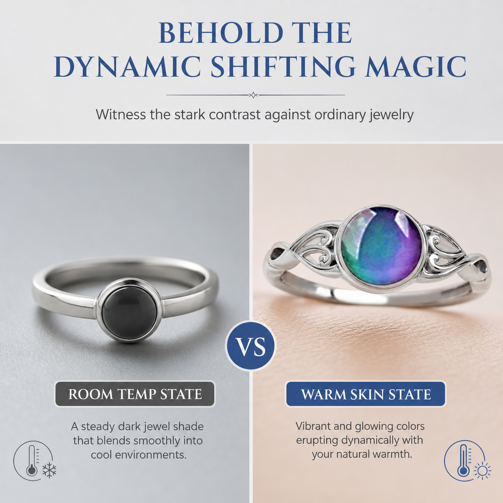 Fashionable Sweet Style Temperature Color Changing Stone Mood Ring