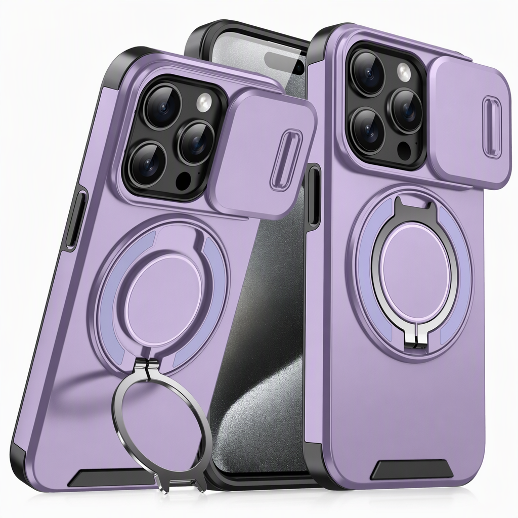 Shockproof Phone Case with Sliding Cover and Kickstand