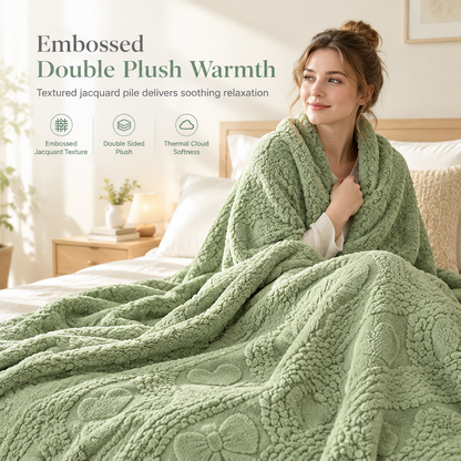 📢📢 50% OFF❄️Soft Plush Jacquard Blanket – Double-Sided Cozy Warmth for Sofa, Bed & Couch