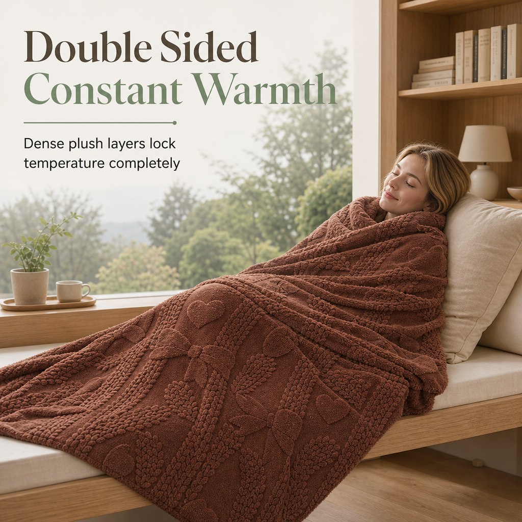 📢📢 50% OFF❄️Soft Plush Jacquard Blanket – Double-Sided Cozy Warmth for Sofa, Bed & Couch