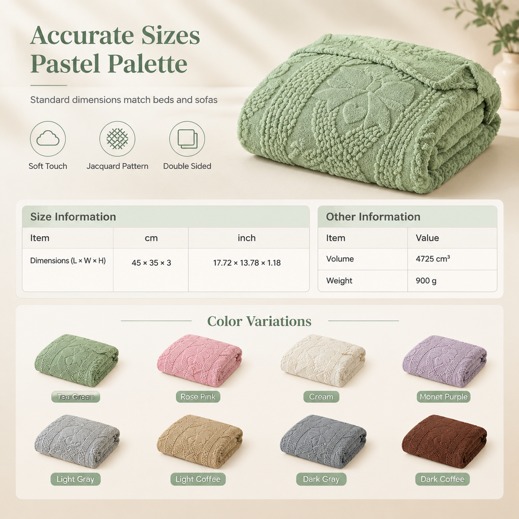 📢📢 50% OFF❄️Soft Plush Jacquard Blanket – Double-Sided Cozy Warmth for Sofa, Bed & Couch