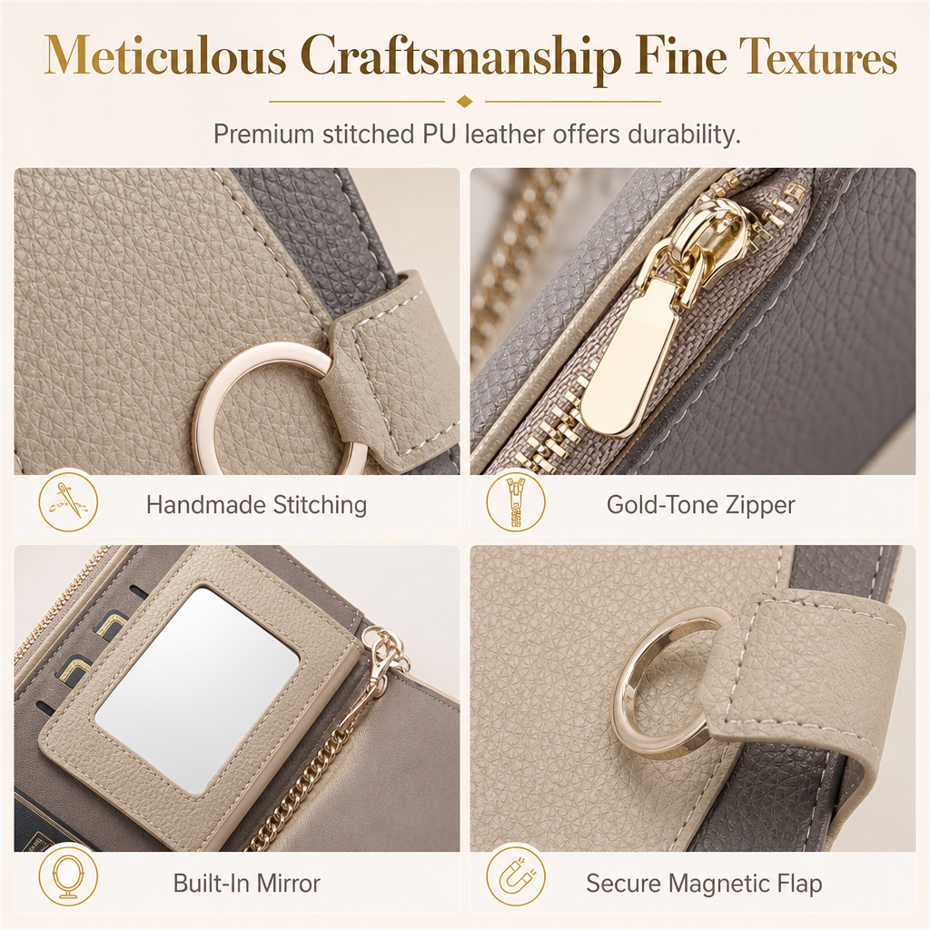 Luxury Crossbody Wallet Phone Case with Detachable Chain & Kickstand