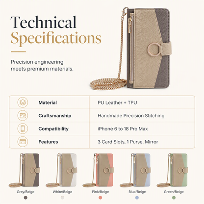 Luxury Crossbody Wallet Phone Case with Detachable Chain & Kickstand