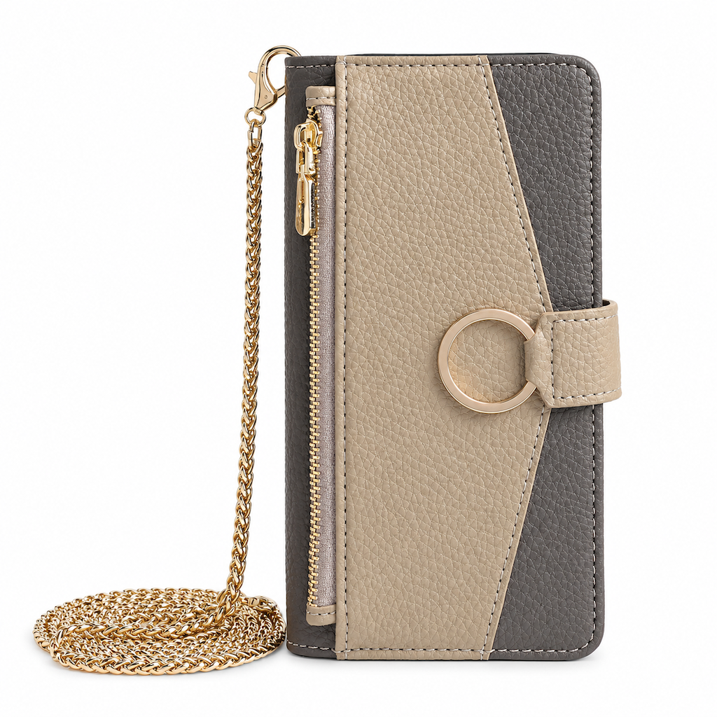 Luxury Crossbody Wallet Phone Case with Detachable Chain & Kickstand