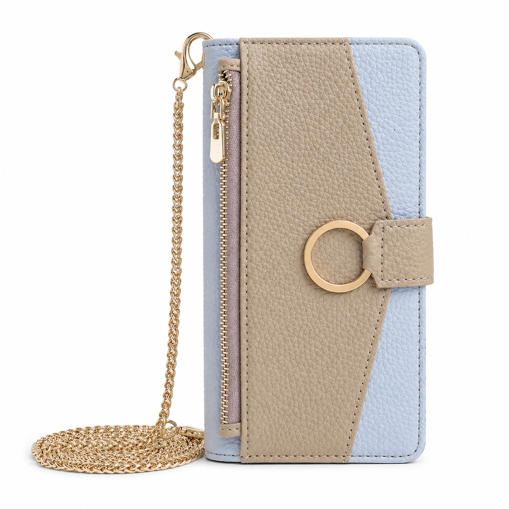 Luxury Crossbody Wallet Phone Case with Detachable Chain & Kickstand
