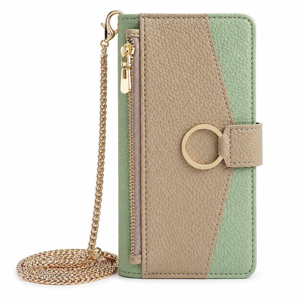 Luxury Crossbody Wallet Phone Case with Detachable Chain & Kickstand