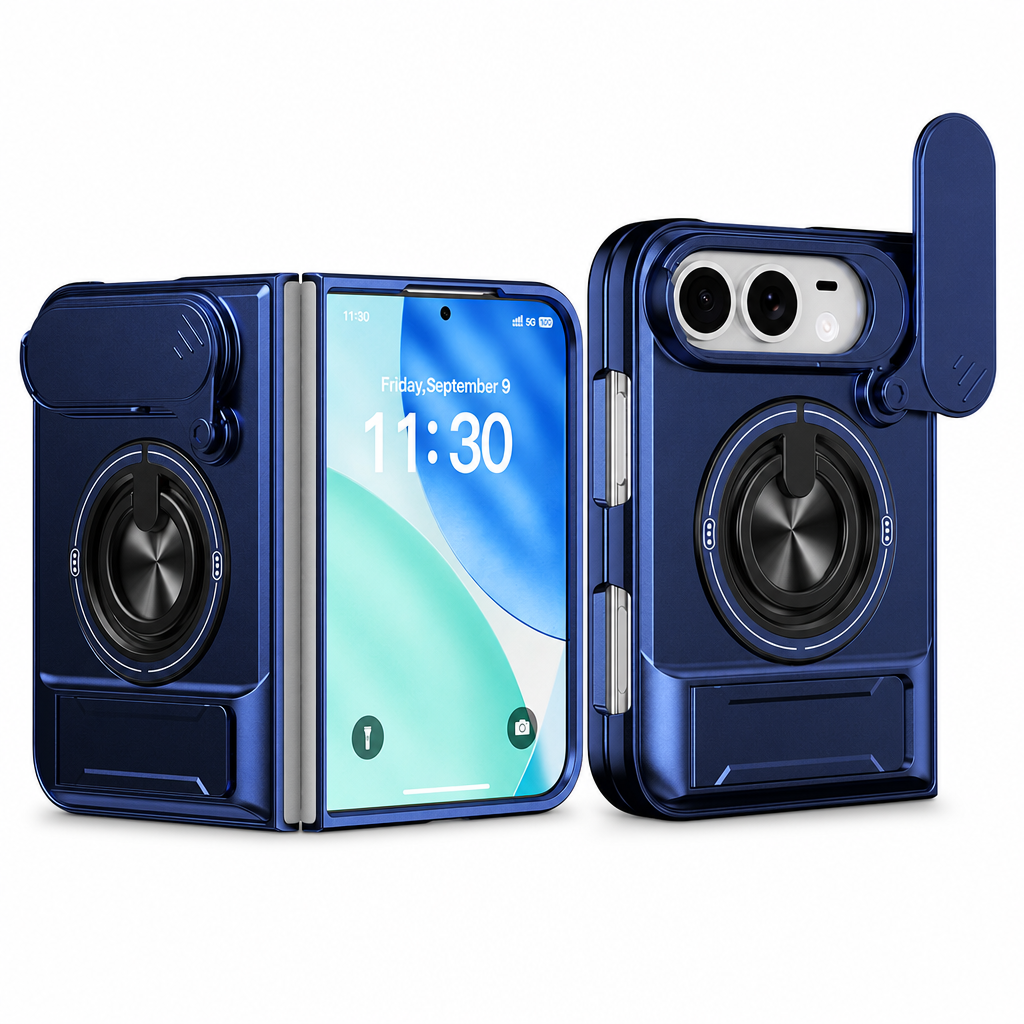 📢📢50% OFF !! ⏰📱 Fold Case: Sliding Lens Cover, Dual Kickstand, Magnetic, Shockproof Armor