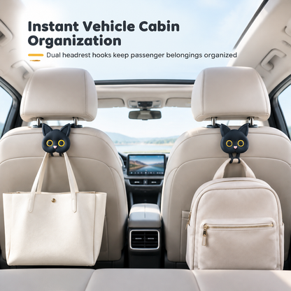 📢📢50%  OFF !! ⏰Universal Cartoon Cat Car Seat Headrest Hook Backseat Organizer Hanger for Vehicle Storage