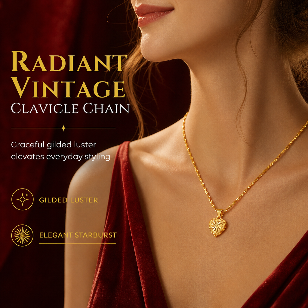 Retro Heart Shaped for Women Copper Alloy Imitation Gold Clavicle Chain Jewelry