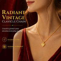 Retro Heart Shaped for Women Copper Alloy Imitation Gold Clavicle Chain Jewelry