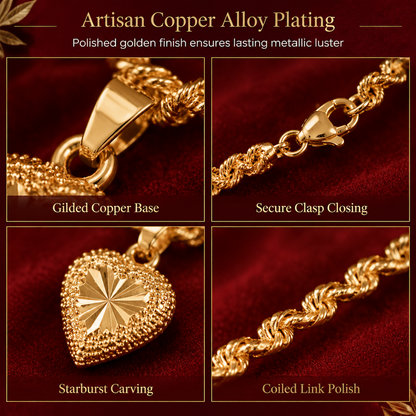 Retro Heart Shaped for Women Copper Alloy Imitation Gold Clavicle Chain Jewelry