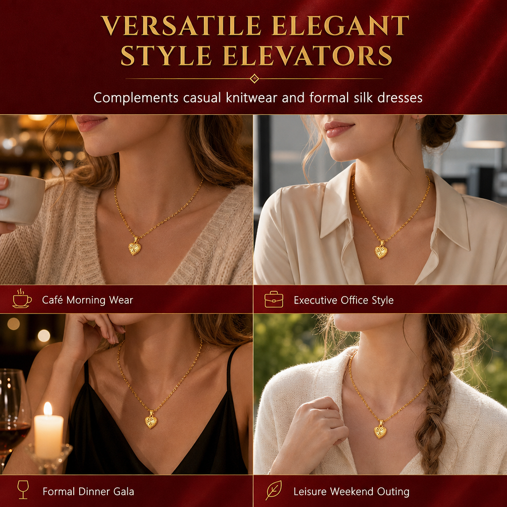 Retro Heart Shaped for Women Copper Alloy Imitation Gold Clavicle Chain Jewelry
