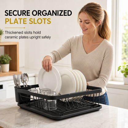 1 Tier Kitchen Dish Drying Rack Countertop Dish Drainer and Storage Organizer Basket for Bowls and Plates