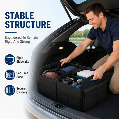 🔥 50% OFF 🚗 Large-Capacity Waterproof Foldable Car Trunk Organizer – Collapsible Storage Box for SUV & Sedan 🧳✨