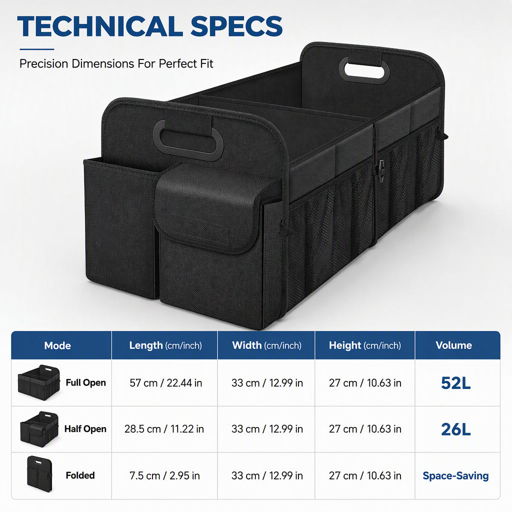 🔥 50% OFF 🚗 Large-Capacity Waterproof Foldable Car Trunk Organizer – Collapsible Storage Box for SUV & Sedan 🧳✨