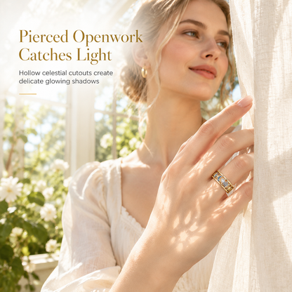 Women's Celestial Sun Moon and Star Hollow Out Ring