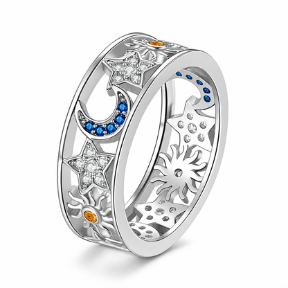Women's Celestial Sun Moon and Star Hollow Out Ring