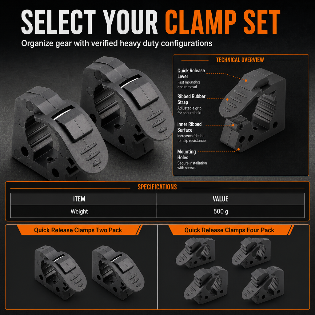 Quick Installation Tool Clamps Stable Mounting Brackets for 3-4cm Tools in Vehicles and Indoors