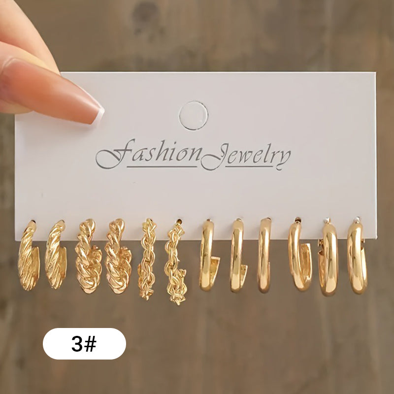 Classic Geometric Earrings 6-Piece Set
