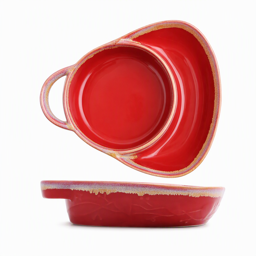 💥Flash Sale 50% OFF🍽️Retro Divided Ceramic Baking Dish, Single Handle for Easy Carry