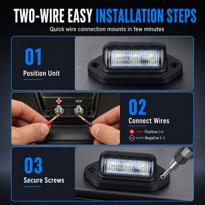 6 LED License Plate Light 12V 24V Universal White Signal Lamp Utility Light for Cars Trucks Trailers RVs